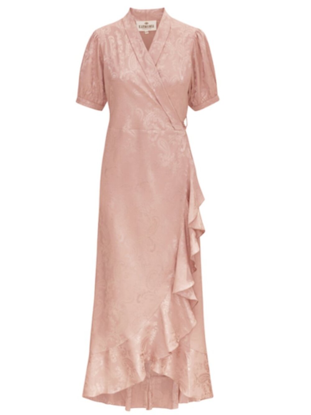 Karmamia Iris Wrap Dress Pearl Jacquard S/M NWT Ruffle Midi Dress